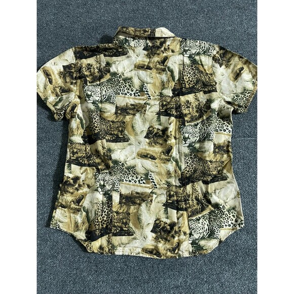 Vintage Liz Claiborne Blouse Women's XL Jungle Safari Print Short Sleeve - Picture 11 of 12